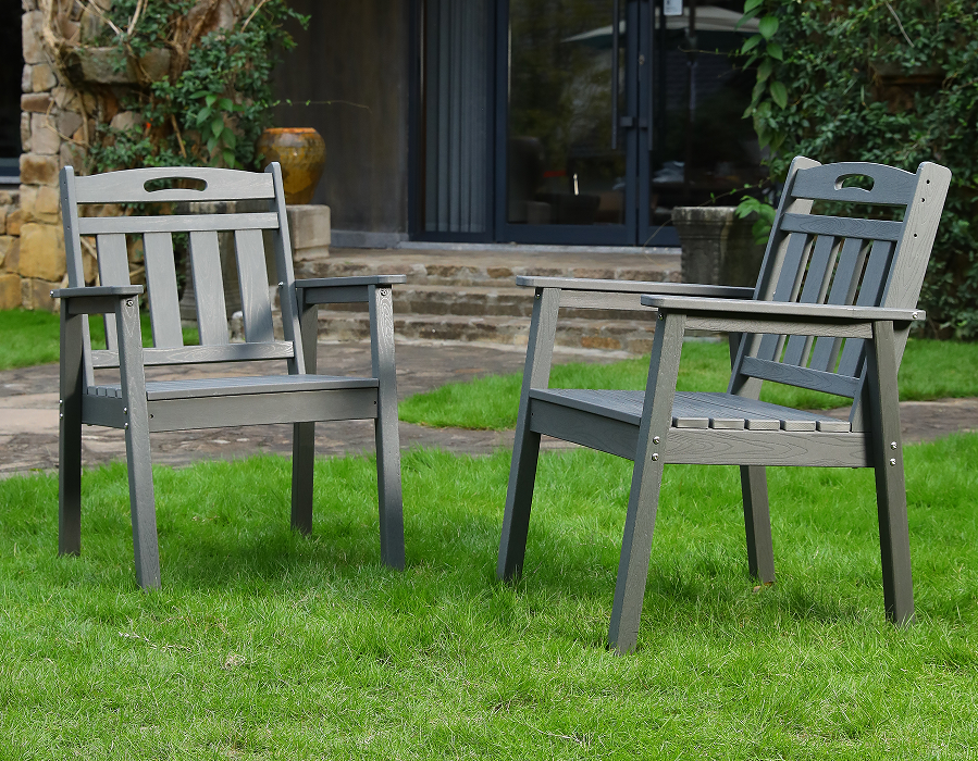 Břidlicově šedá 2-balení vzpřímená jídelní židle z HDPE Adirondack