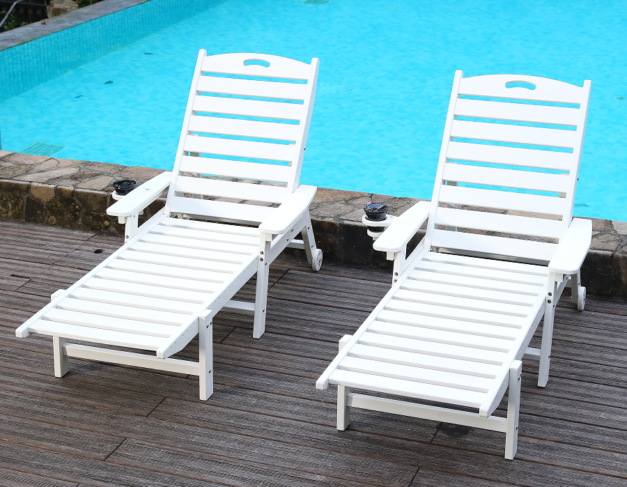 Čistě bílá 2-balení HDPE Minimalist Adirondack Lounge Set