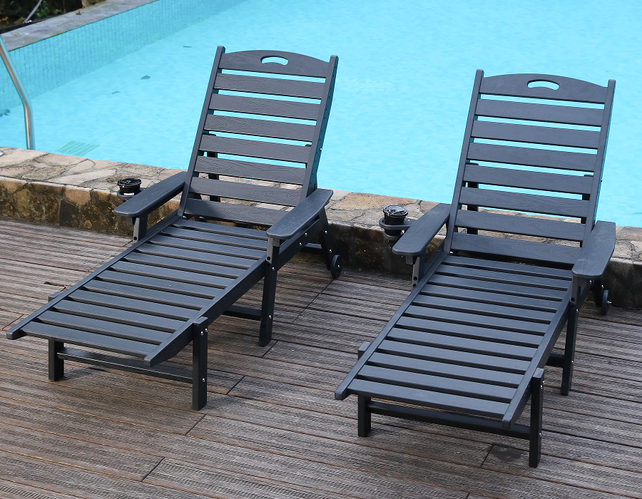 Jet Black 2-balení HDPE polohovací křeslo Adirondack