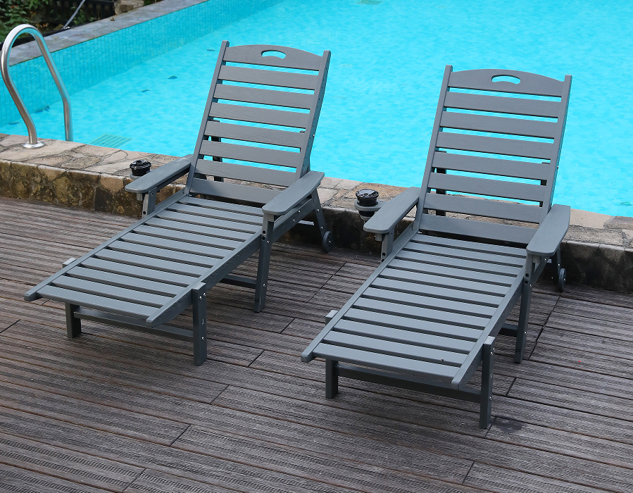 Storm Grey 2-balení HDPE polohovací sada Adirondack Lounge