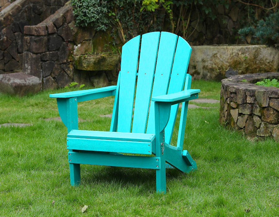 Zářivá tyrkysová HDPE Žába židle Adirondack