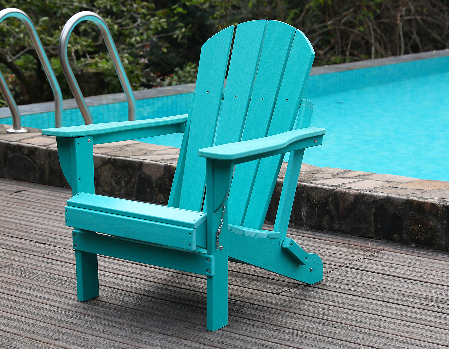 Zářivá tyrkysová HDPE Žába židle Adirondack